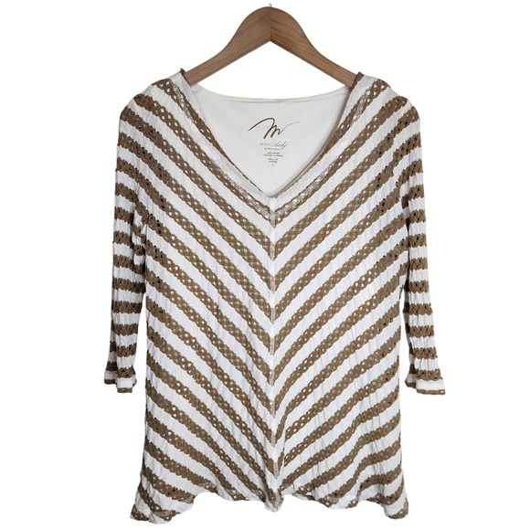 Miraclebody Miraclesuit Top‎ Women's Large Crochet Compression Brown White - Picture 1 of 4